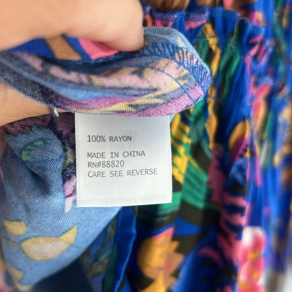 RACHEL ROY Top Womans Small Blue Floral Drawstring Halter Flowy Top - Picture 8 of 13